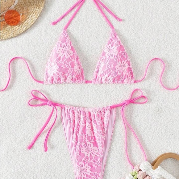 Other - Pink Lace Bikini Set